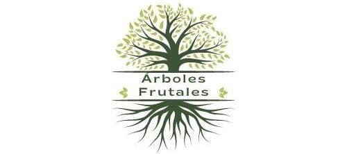 Logotipo con fondo blanco y tonos verdes de Árboles Frutales frutales.info. Cabecera web.