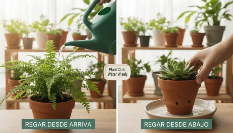 ¿Qué es mejor regar las plantas por arriba o por abajo?