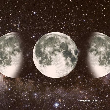 Imagen de la Luna llena, gibosa creciente y gibosa menguante.